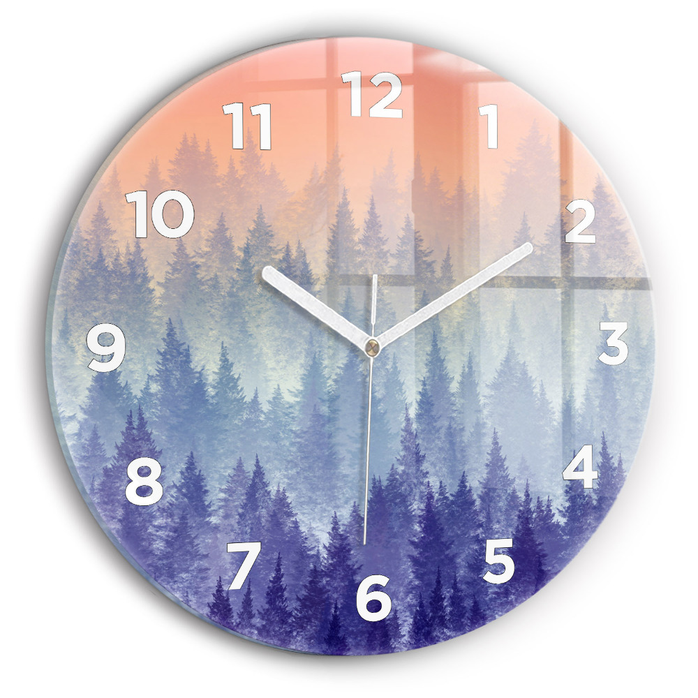 Pendule murale ronde Forêt dans la brume