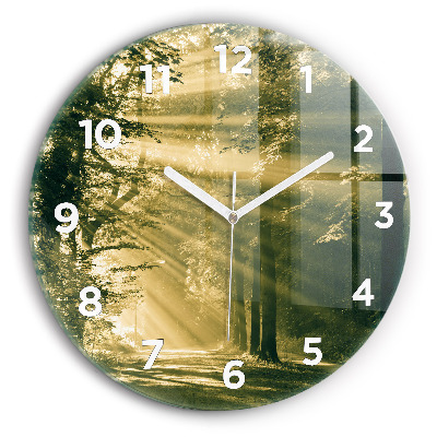 Horloge ronde murale Rayons de soleil Forêt