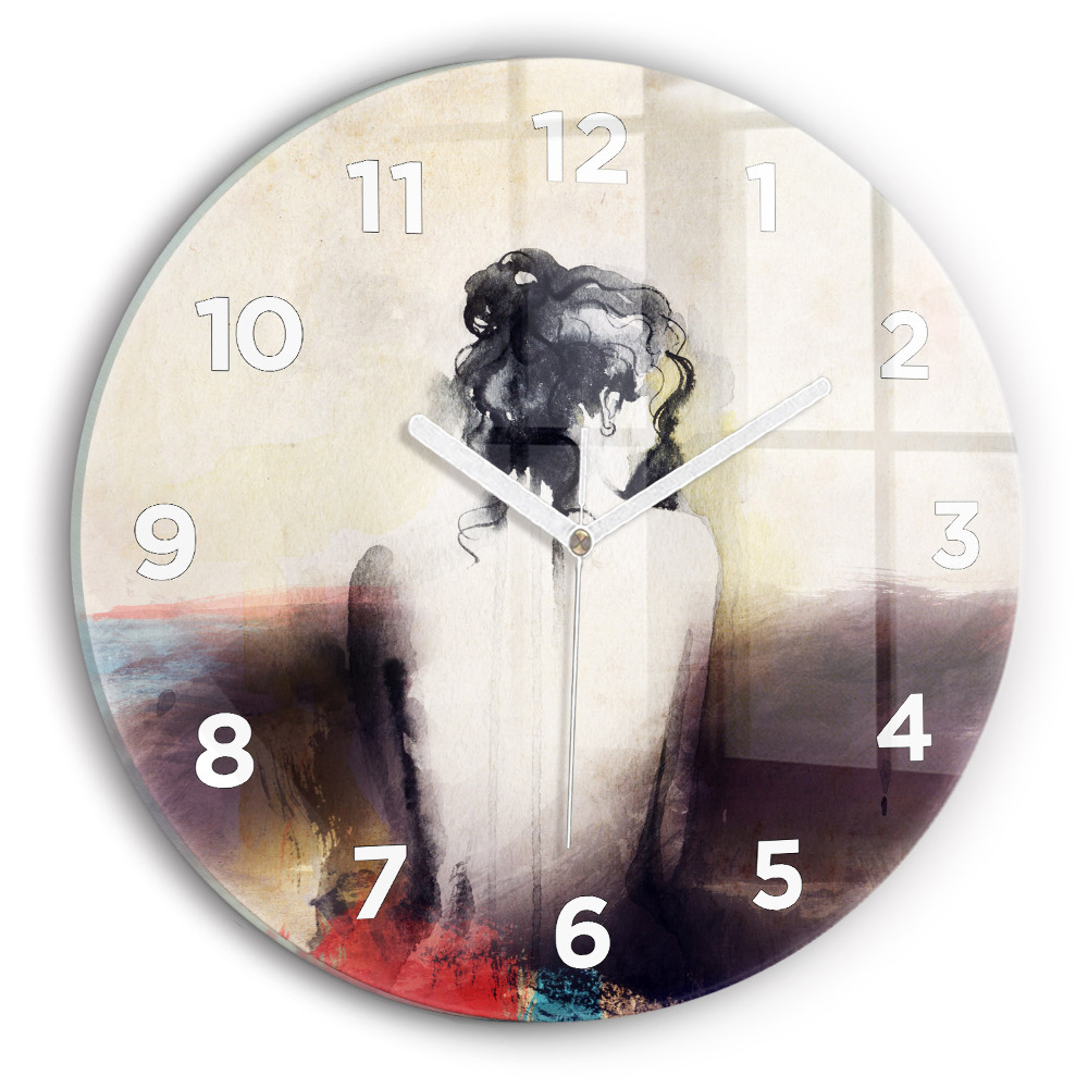 Pendule murale ronde Portrait abstrait d'une femme