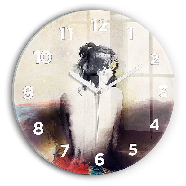 Pendule murale ronde Portrait abstrait d'une femme