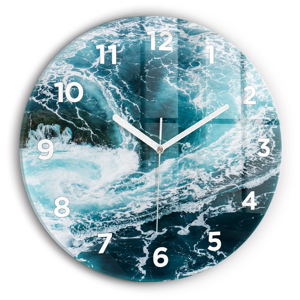 Horloge ronde murale Vagues écumantes et tourbillonnantes