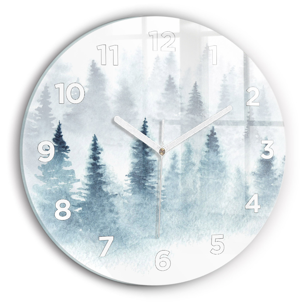 Pendule murale ronde Forêt d'hiver