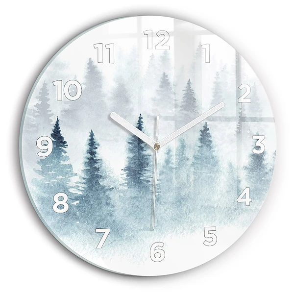 Pendule murale ronde Forêt d'hiver
