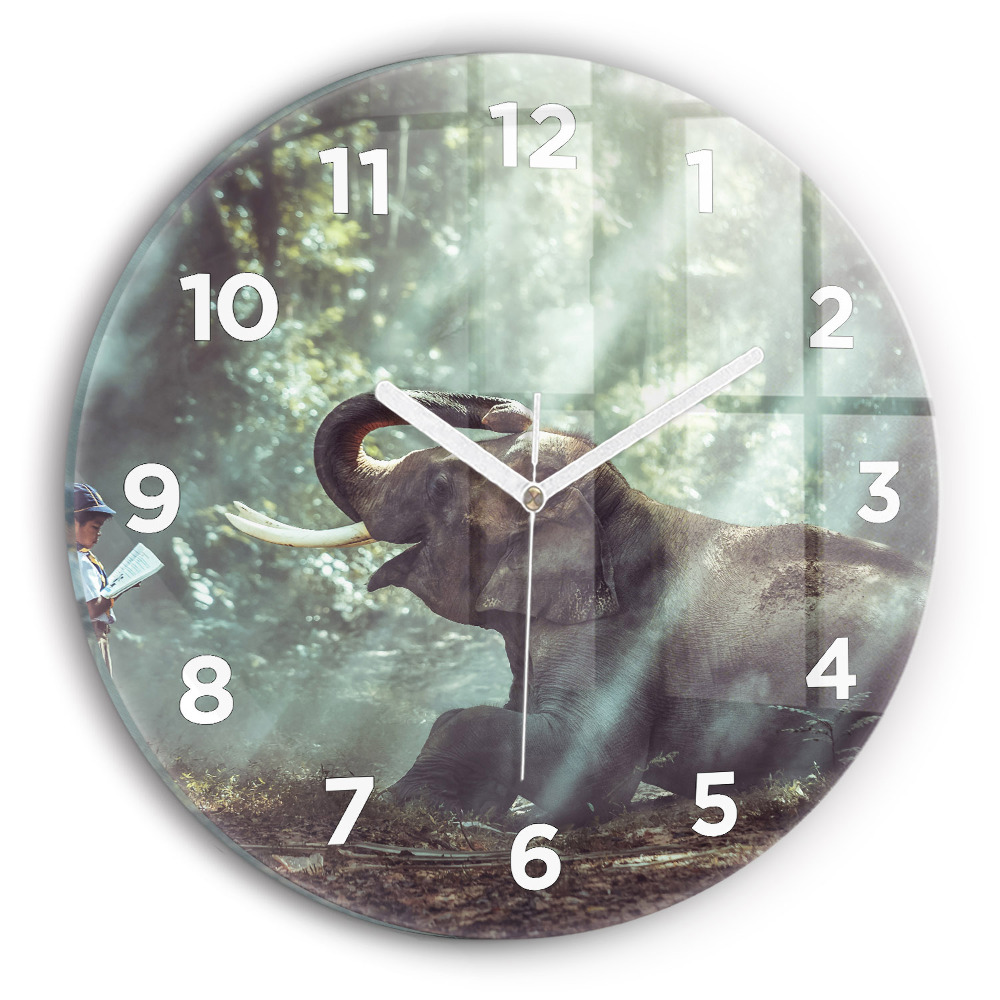 Horloge ronde en verre Garçon lisant un livre