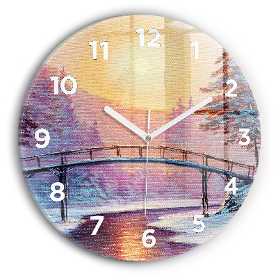 Horloge ronde murale Arbre de Noël et pont