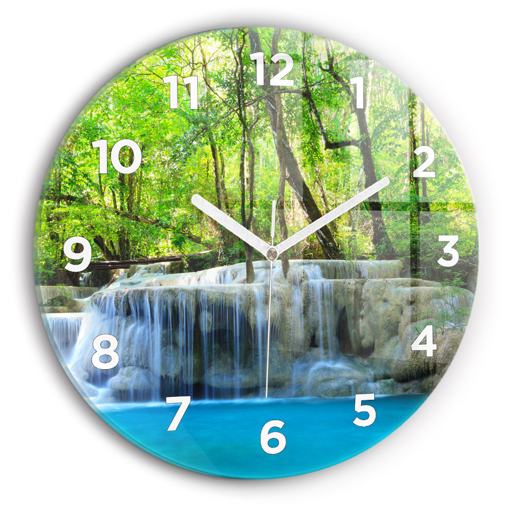 Pendule murale ronde Chute d'eau dans la forêt