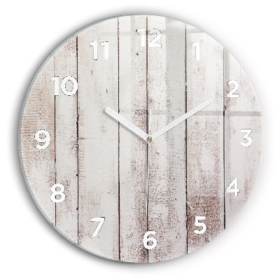 Horloge ronde murale Planches de bois clair