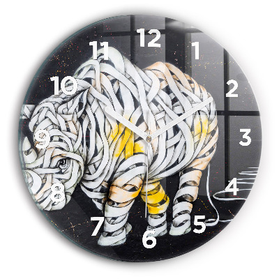 Horloge ronde murale Rhinocéros abstrait