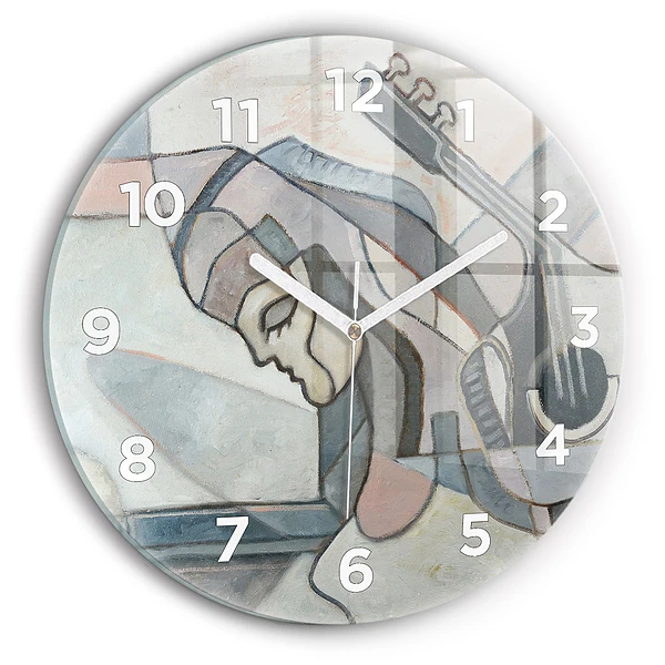 Horloge ronde en verre Peinture abstraite