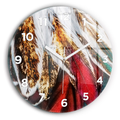 Horloge ronde murale Plumes brun clair d'un oiseau
