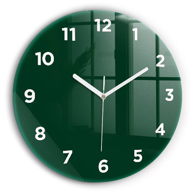Horloge ronde en verre Couleur vert bouteille