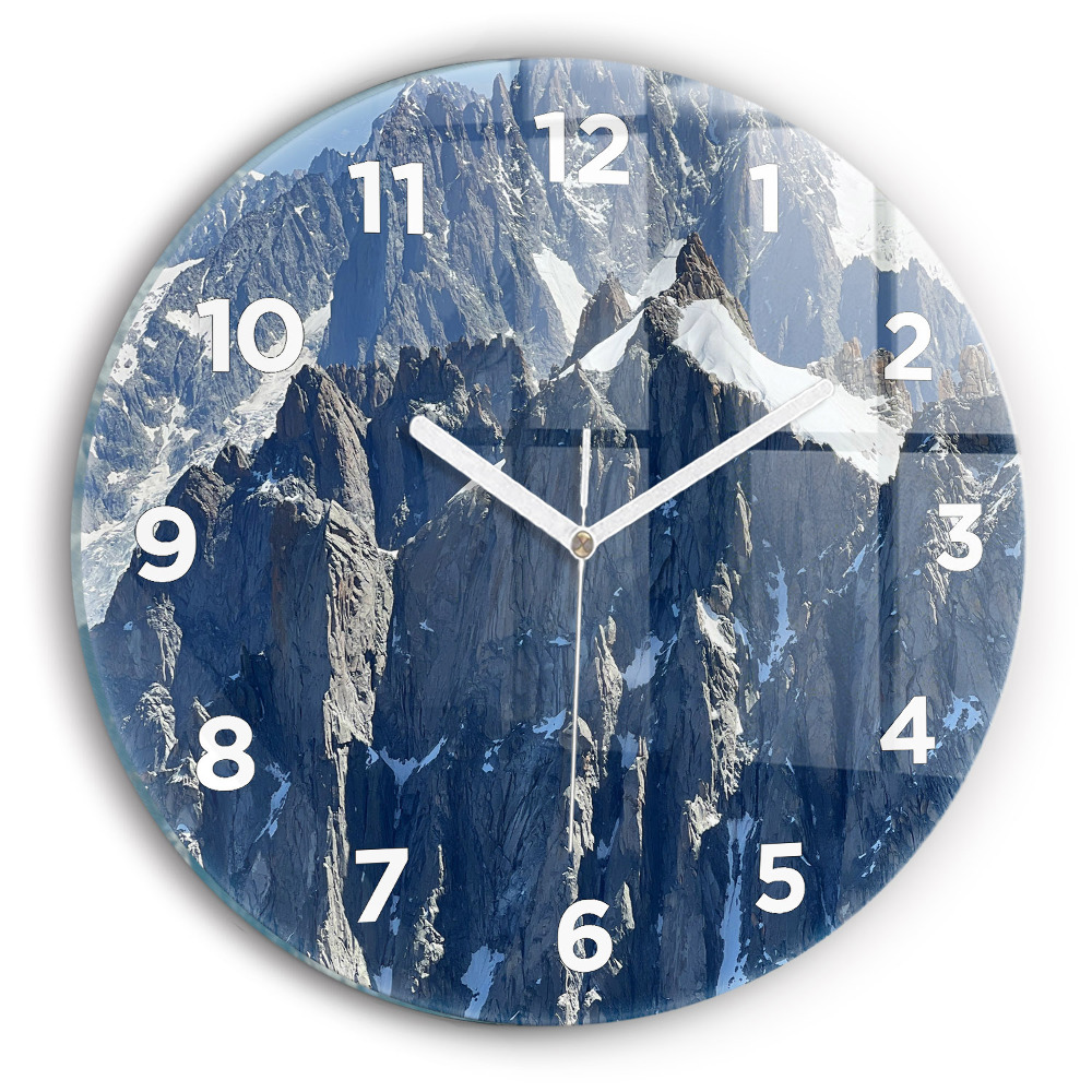 Pendule murale ronde Les Alpes en hiver
