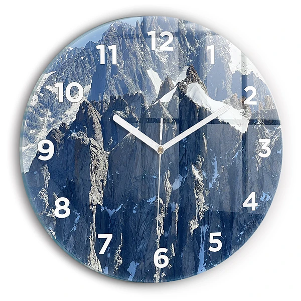 Pendule murale ronde Les Alpes en hiver