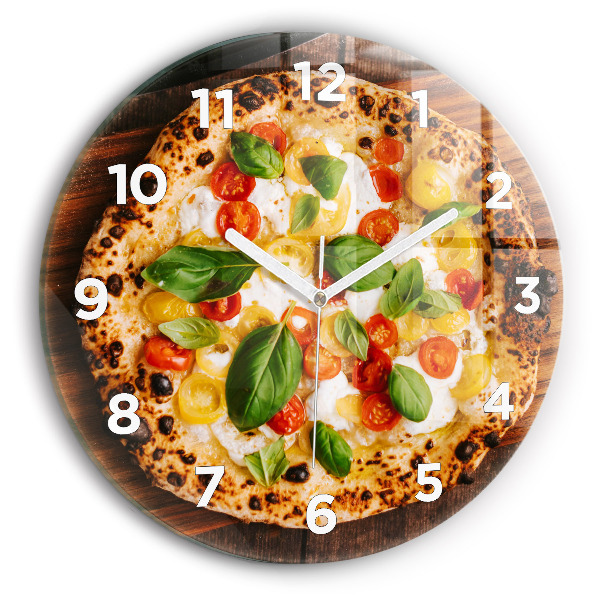 Horloge ronde en verre Pizza italienne