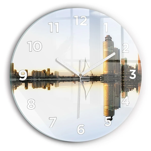 Horloge ronde murale Ville au bord de la rivière