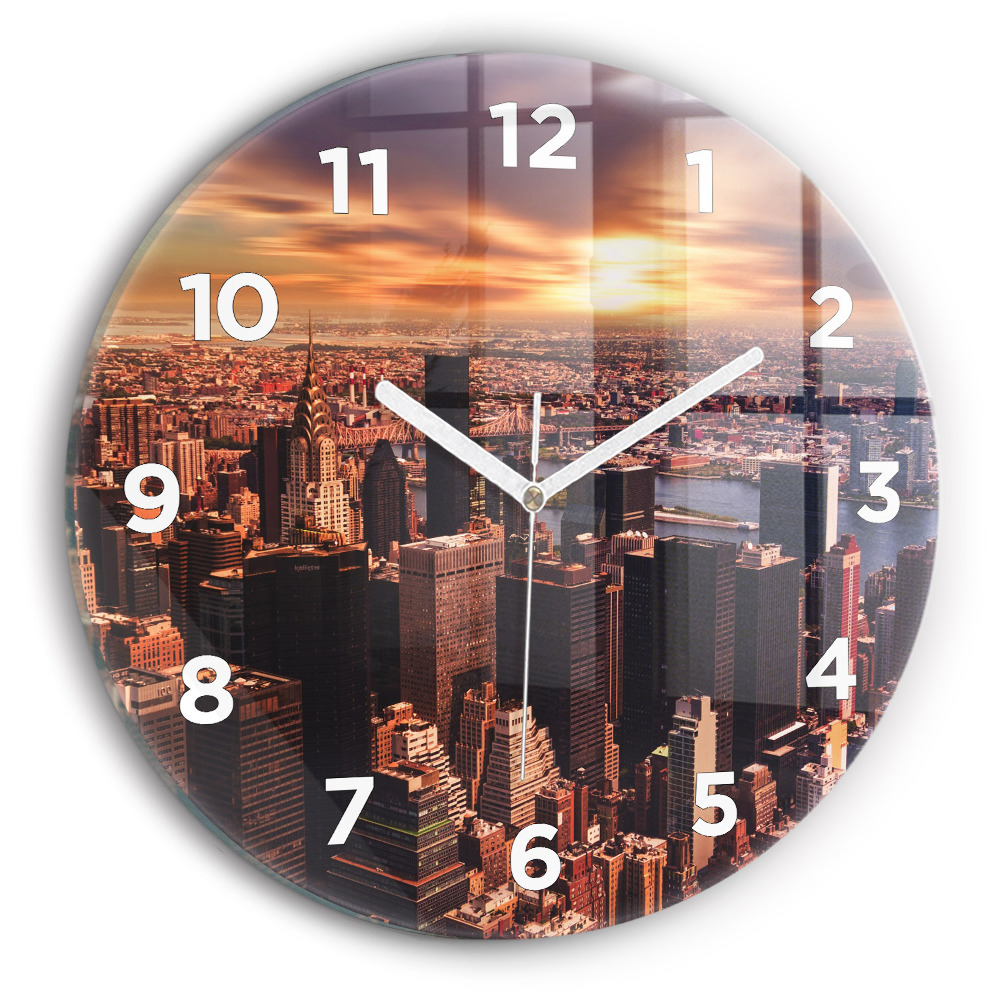 Horloge ronde en verre Panorama de la ville à l'ouest