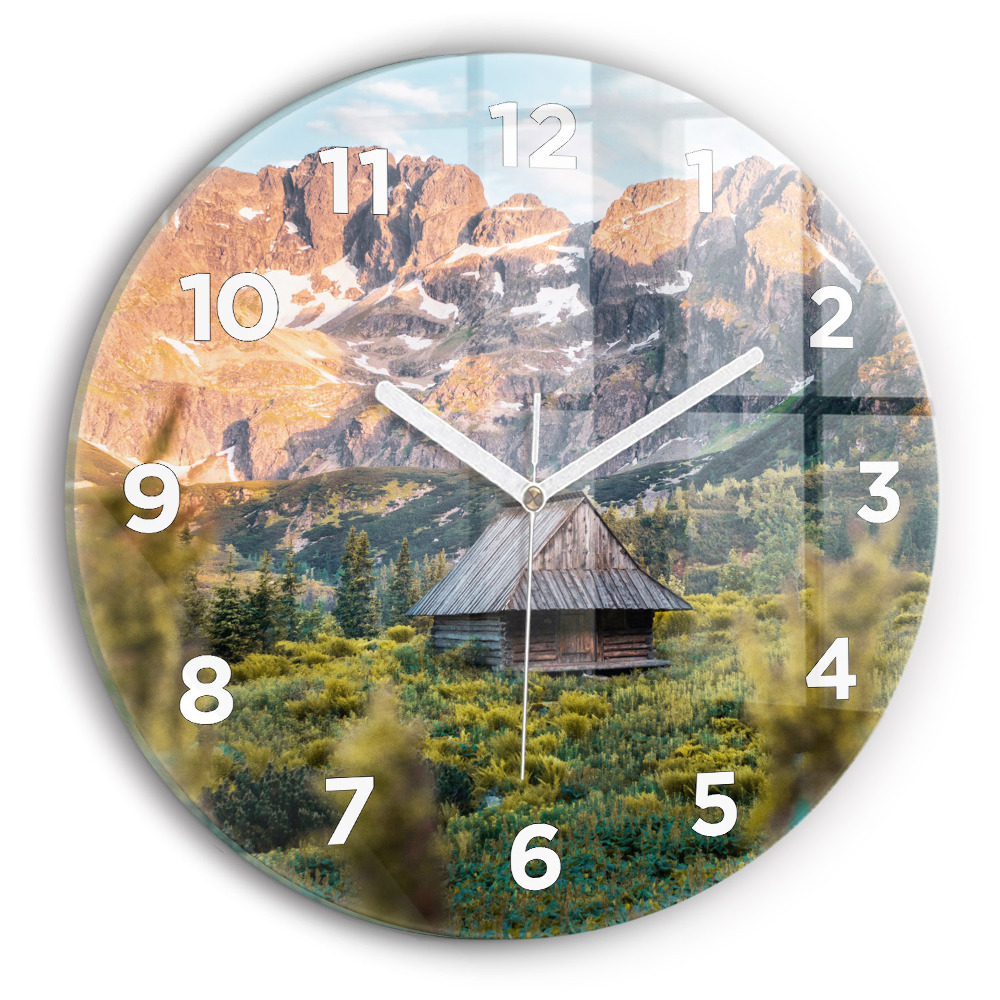 Horloge ronde en verre Chalet dans les Tatras