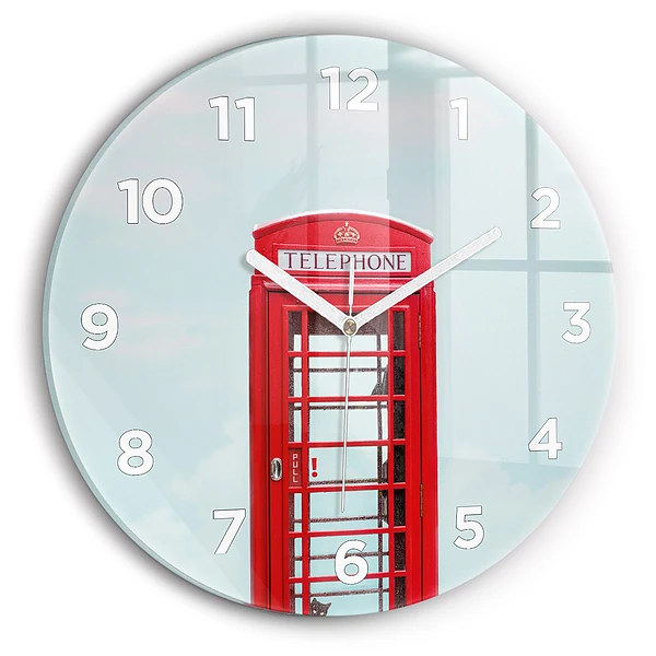 Horloge ronde en verre Cabine téléphonique