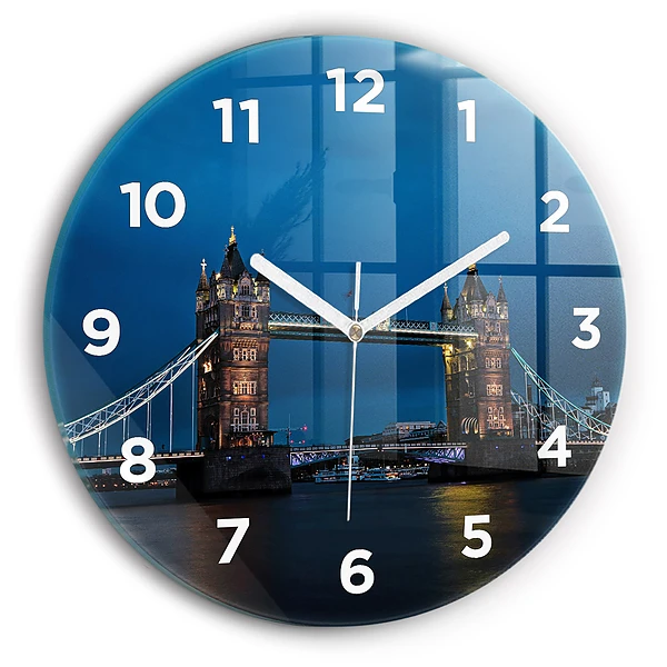 Pendule murale ronde Tower Bridge Londres la nuit
