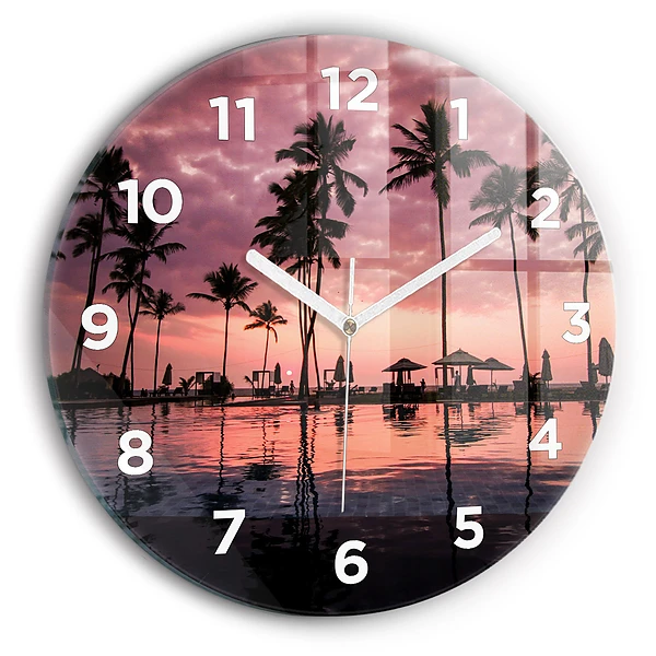 Horloge ronde murale Palmiers à Hawaï