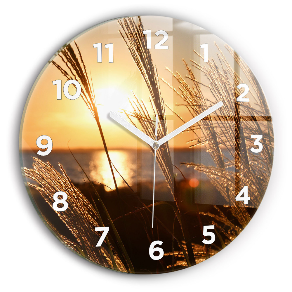 Horloge ronde en verre Blé sous le soleil doré