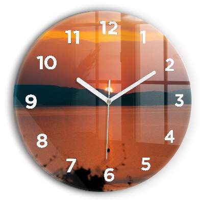 Pendule murale ronde Lac Balaton le soir