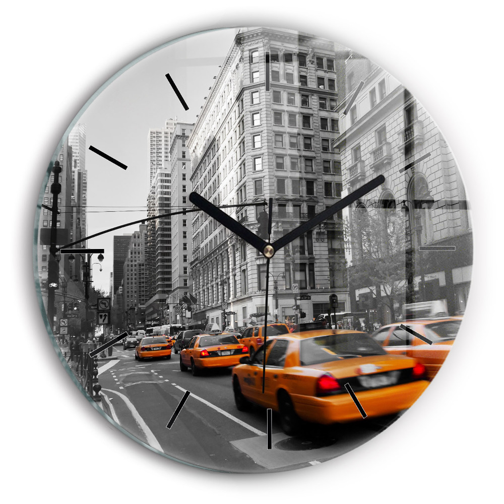 Manhattan et taxis Pendule murale ronde