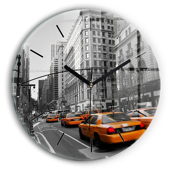 Manhattan et taxis Pendule murale ronde