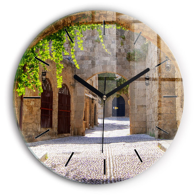 Rue pittoresque de Rhodes Horloge ronde
