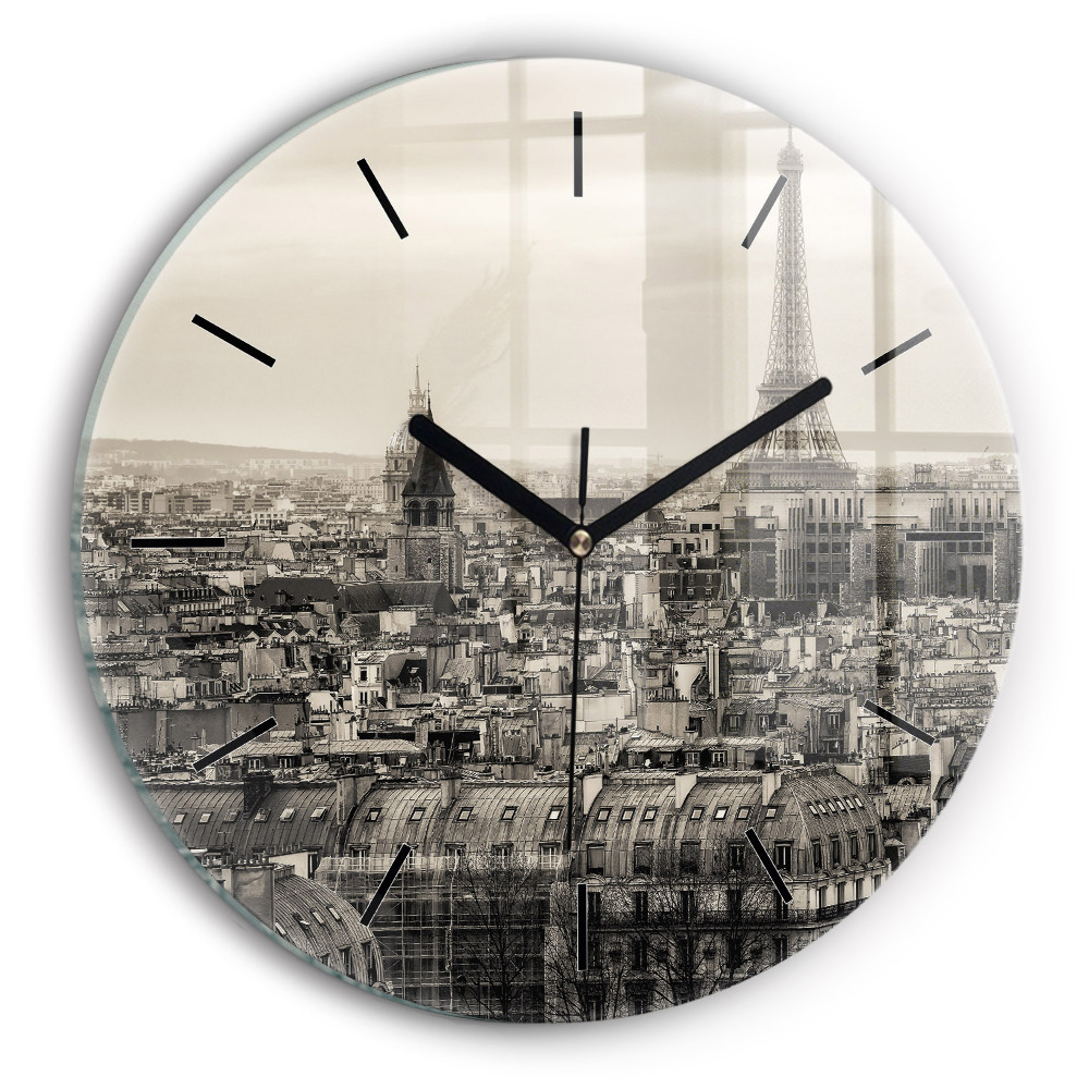 Panorama de Paris Horloge ronde en verre