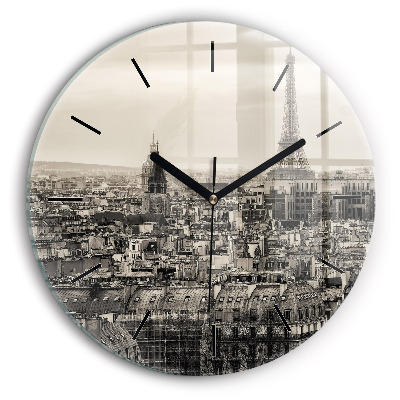 Panorama de Paris Horloge ronde en verre
