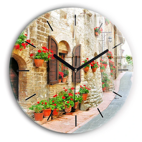 Rue pittoresque Pendule murale ronde