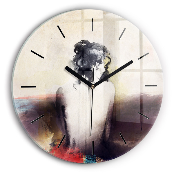 Portrait abstrait d'une femme Pendule murale ronde