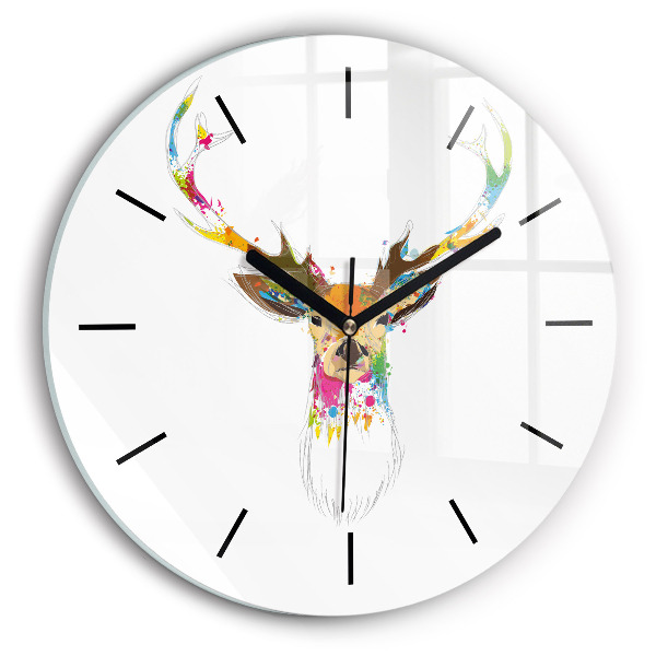 Tête de cerf colorée Horloge ronde murale