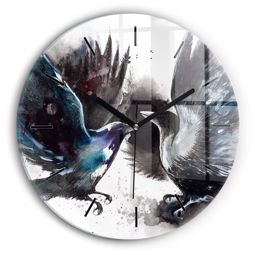 Oiseaux peints Pendule murale ronde
