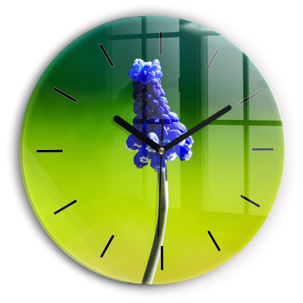 Fleurs bleues Horloge ronde murale