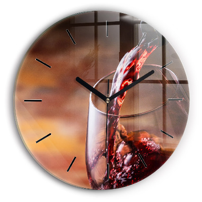 Verre de vin rouge Horloge ronde