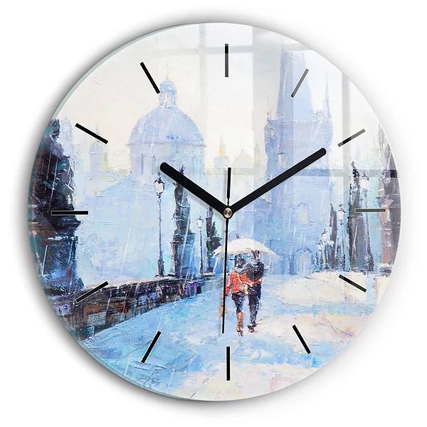 Art de l'huile Horloge ronde murale
