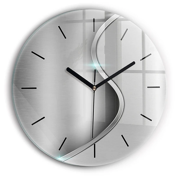 Abstraction en métal gris Horloge ronde murale