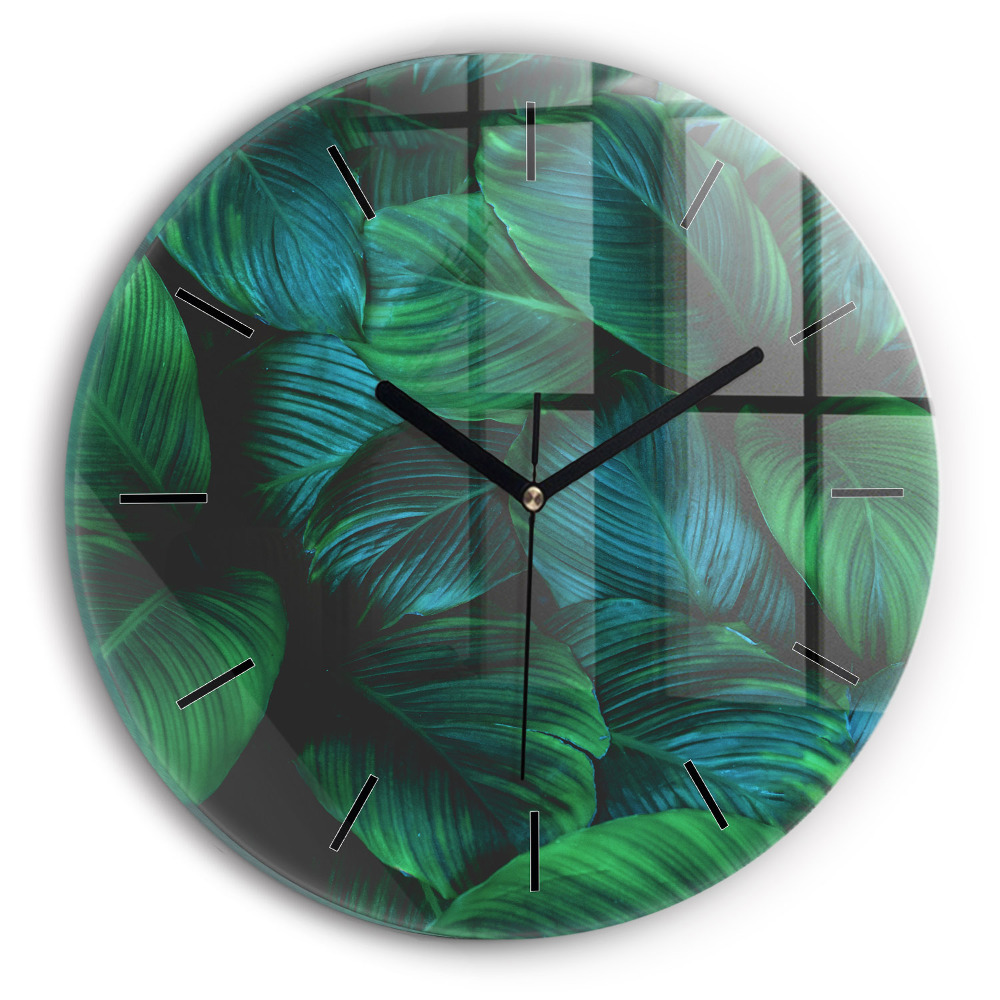 Feuilles de la nature Horloge ronde en verre