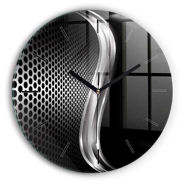 Abstraction de métal noir Horloge ronde en verre