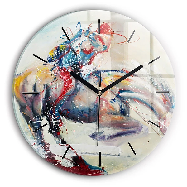 Illustration de chevaux au galop Horloge ronde