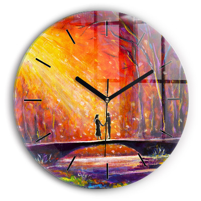 Couple dans la forêt Horloge ronde en verre