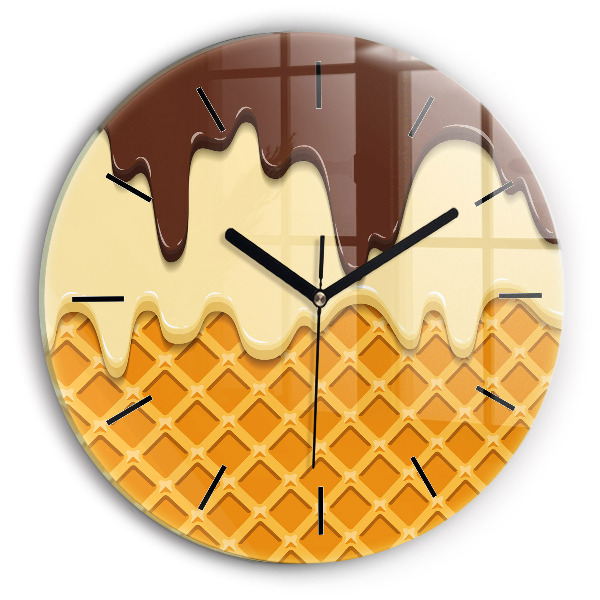 Gaufre et glace Pendule murale ronde