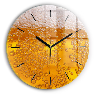 Bière avec mousse Horloge ronde en verre