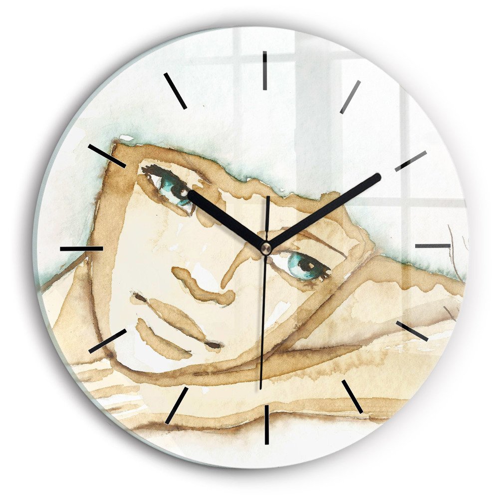 Portrait de femme Horloge ronde en verre
