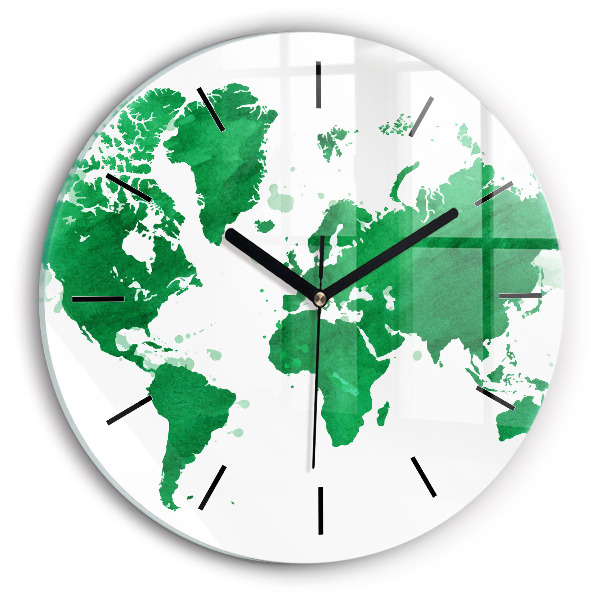 Carte du monde verte Horloge ronde