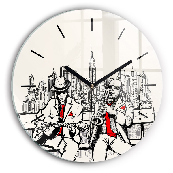 Jazz à New York Horloge ronde en verre