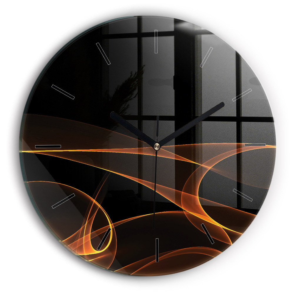 Lignes orange Horloge ronde murale