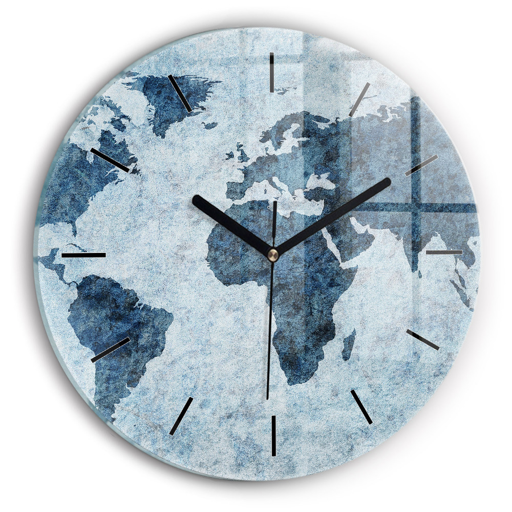 Carte du monde peinte Horloge ronde en verre